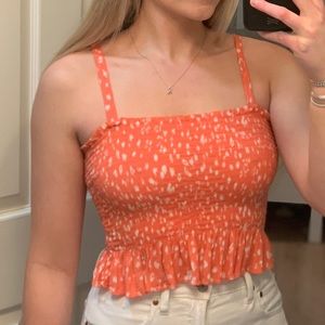 Coral Print Crop Tank